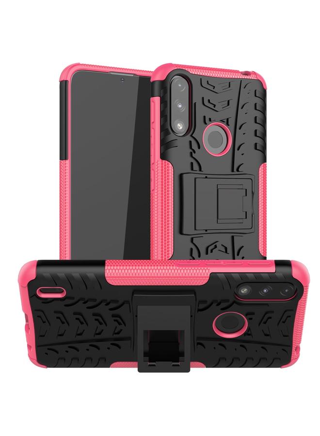 S-TOP Case For Motorola Moto E7 Power Tire Texture Shockproof TPU+PC Protective Case with Holder - Image 1