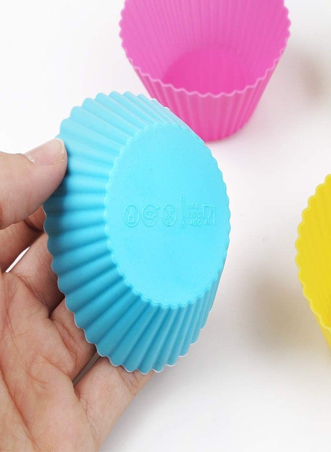 Newk Reusable Silicone Baking Cups, 48 Packs Nonstick Food Grade Silicone Cupcake Liners, Muffins Cup Molds - 8 Colors - Image 4