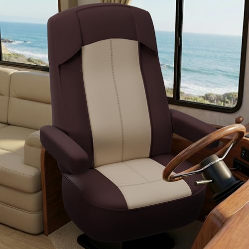 VALUN RV Seat Covers (Brown 2 Pack) – Captains Chair Seat Covers for RV Captain Chair & Motorhome Chairs, Universal Fit RV Chair Covers for Camper, Trailer, Van, Protects Against Dirt, Spills & Wear - Image 1