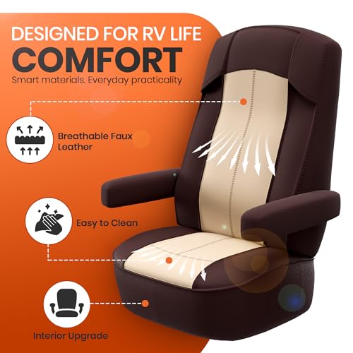 VALUN RV Seat Covers (Brown 2 Pack) – Captains Chair Seat Covers for RV Captain Chair & Motorhome Chairs, Universal Fit RV Chair Covers for Camper, Trailer, Van, Protects Against Dirt, Spills & Wear - Image 3