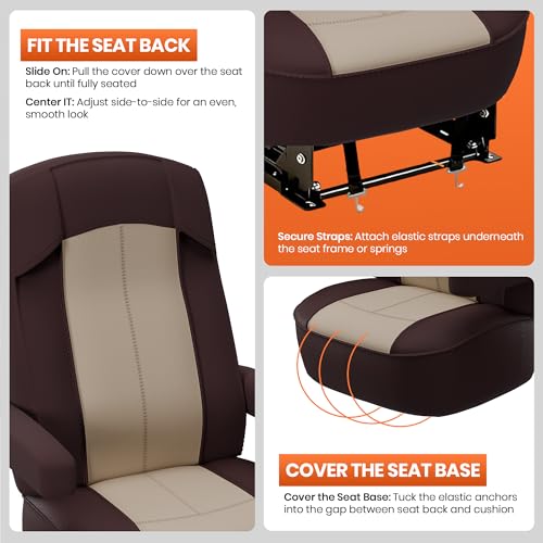 VALUN RV Seat Covers (Brown 2 Pack) – Captains Chair Seat Covers for RV Captain Chair & Motorhome Chairs, Universal Fit RV Chair Covers for Camper, Trailer, Van, Protects Against Dirt, Spills & Wear - Image 5