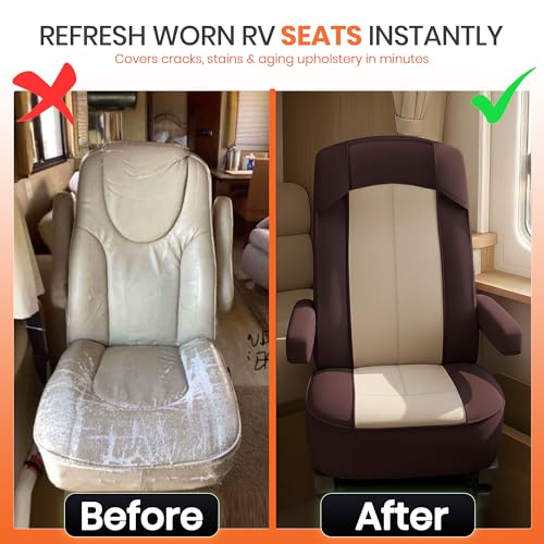 VALUN RV Seat Covers (Brown 2 Pack) – Captains Chair Seat Covers for RV Captain Chair & Motorhome Chairs, Universal Fit RV Chair Covers for Camper, Trailer, Van, Protects Against Dirt, Spills & Wear - Image 2