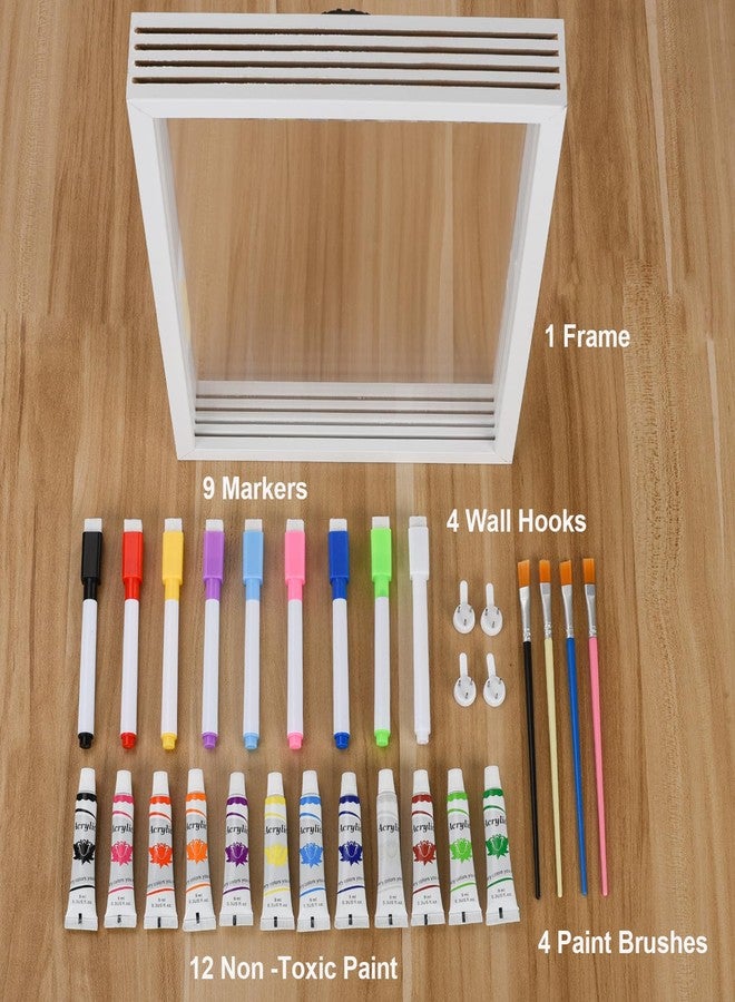 Cepairng Family Handprint Frame Kit for 4 with 12 Paints&9 Pens,New Parents Gifts for Couples After Birth,Baby Shower Gifts for Mom and Dad,Mothers Fathers Day Craft Wood,Christmas Birthday Gift(White) - Image 3