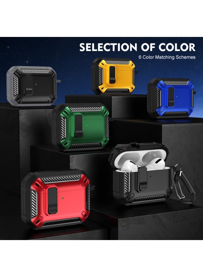 AirPods Pro 3 2025 Protective Case with Three-in-One Cleaning Tool Military-Grade Shockproof Case with Keyring for AirPods Pro 3 Compatible with Apple AirPods Pro 3 2025 (Yellow + Black) - Image 5