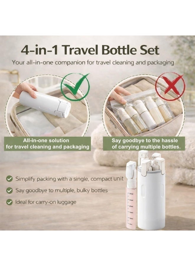 MUMO 4-in-1 Leakproof Travel Dispenser Set,4 Pack 30ml Refillable Toiletry Bottles with Rotatable Case, T for Gym Camping Business - Image 2