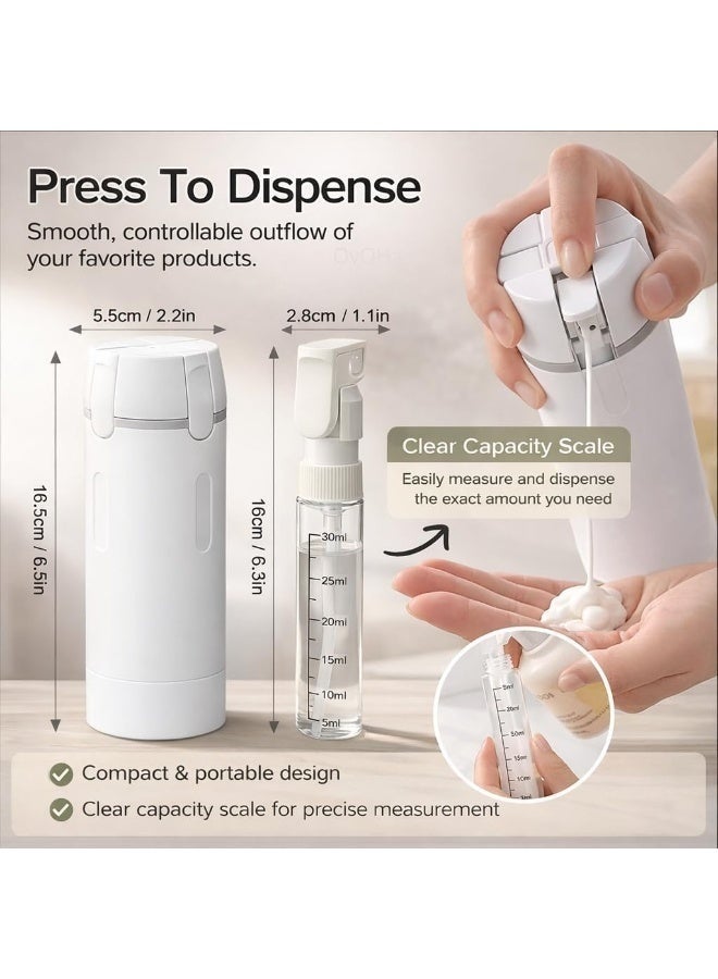 MUMO 4-in-1 Leakproof Travel Dispenser Set,4 Pack 30ml Refillable Toiletry Bottles with Rotatable Case, T for Gym Camping Business - Image 5