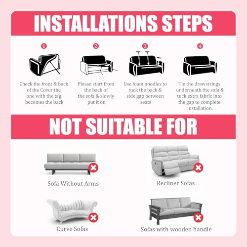 Furshine® Sofa Cover 3 Seater and 2 Seater Fully Covered Universal 5 Seater Sofa Cover Non-Slip Sticky Elastic Stretchable Sofa Set Imported Slipcover Protector (Blue Lotus, Five Seater (3+1+1)) - Image 5