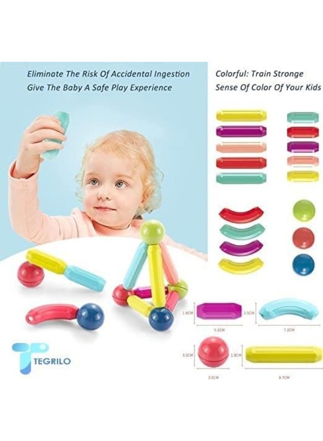 TEGRILO 42 PCS Magnetic Building Blocks Toy, Stacking Magnetic Stick Rods and Ball Toys, Educational Construction Puzzle for Kids  - Image 2