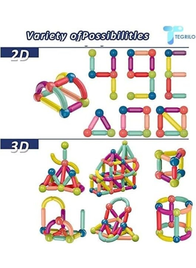 TEGRILO 42 PCS Magnetic Building Blocks Toy, Stacking Magnetic Stick Rods and Ball Toys, Educational Construction Puzzle for Kids  - Image 3