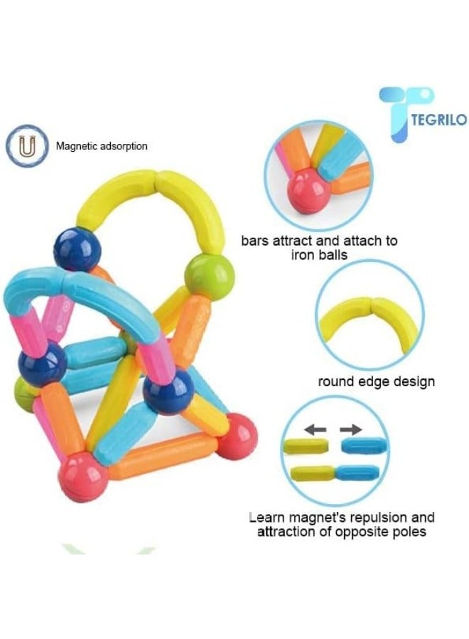 TEGRILO 42 PCS Magnetic Building Blocks Toy, Stacking Magnetic Stick Rods and Ball Toys, Educational Construction Puzzle for Kids  - Image 5
