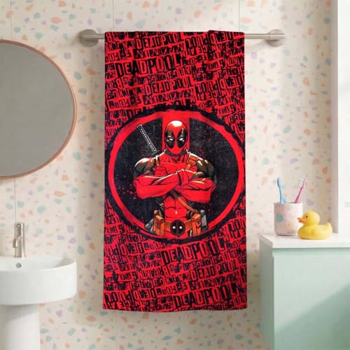 Athom Living Kids Soft Cotton Cartoons Digital Printed Bath Towel 60x120cm (Deadpool) - Image 1