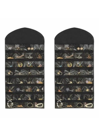 Homestrap Hanging Non-Woven Double Sided 32 Pockets in Front and 18 Hook and Loops in Back Jewellery Organizer Without Hanger (Black) - Pack of 2 - pzsku/Z9E5268F5478704BB7C06Z/45/_/1736571432/6219ac74-606d-4227-8e98-88b140491a9b