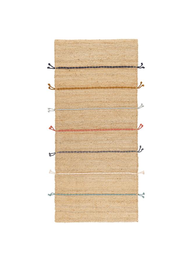 Zaboon Rug, flatwoven, handmade natural/multicolour, 70x160 cm - Image 1