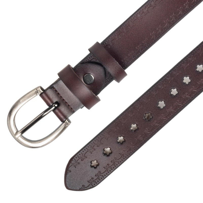 XuoAz Women-Leather-Belt for Jeans Pants Adjustable-Fashion-Casual-Waist-Belts Hollow Flower Belt for Ladies Girls - Image 3