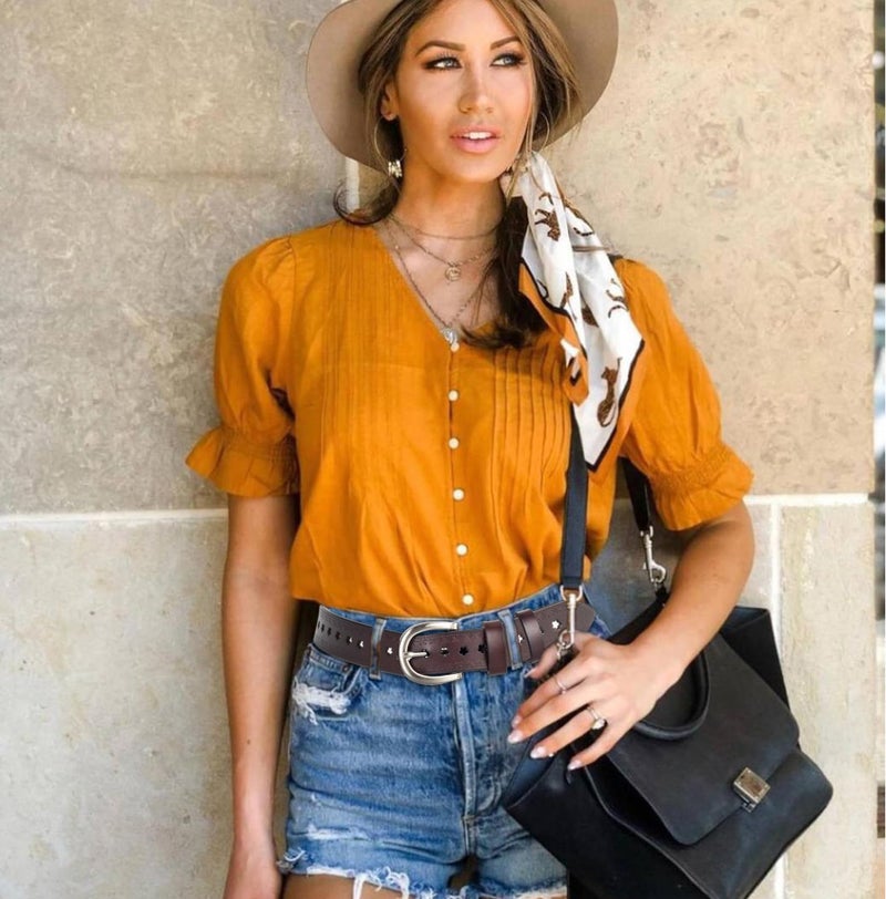 XuoAz Women-Leather-Belt for Jeans Pants Adjustable-Fashion-Casual-Waist-Belts Hollow Flower Belt for Ladies Girls - Image 5