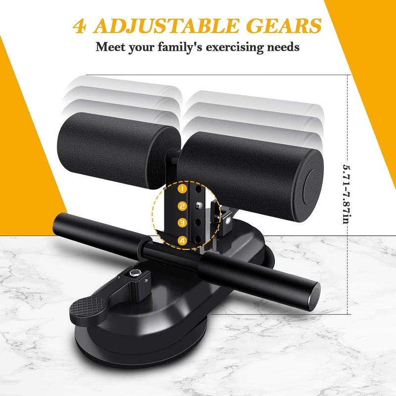 TARFEPA Sit Up Bar Floor, Portable Sit Up Exercise Equipment with 2 Strong Suction Cups and Adjustable Foot Holder, Abs Master Assistant Device for Home Workout with Massage Roller - Image 5