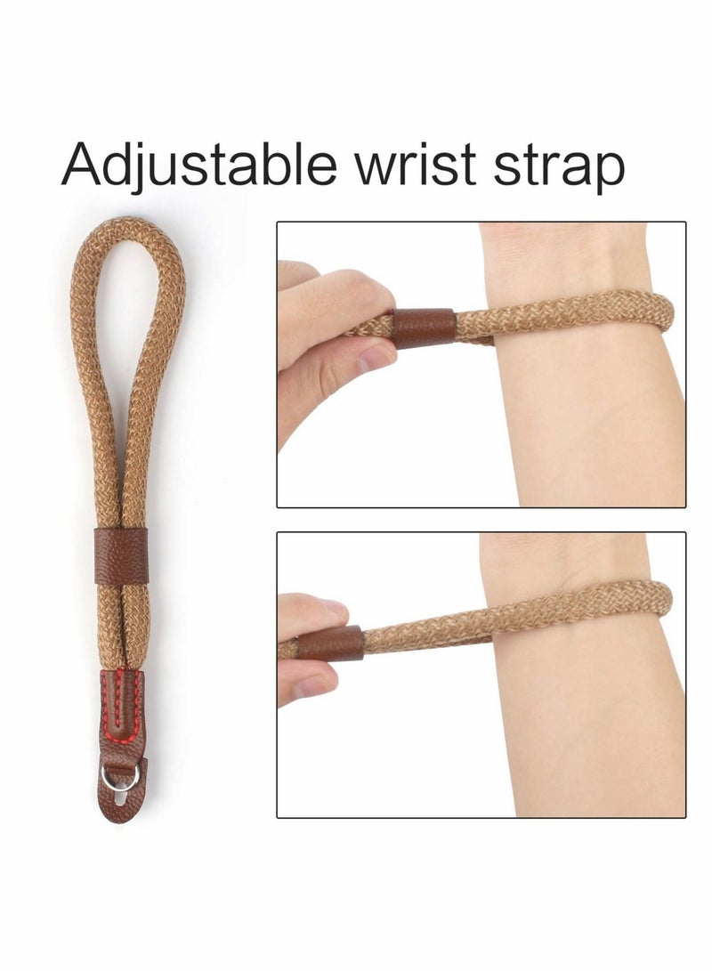 2 PCS Camera Hand Wrist Strap, Adjustable Wrist Strap Braided Wrist Strap Antislip Security Wrist Strap for Leica Canon Nikon Fuji Olympus Lumix Sony, Green and Brown - Image 4