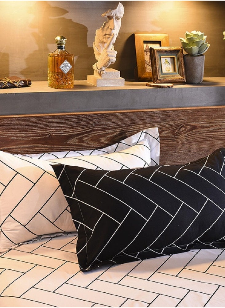 Sharpdo 6-Piece Double Size Printed Design Duvet Cover Set Cotton Black 200x230centimeter  - Image 4
