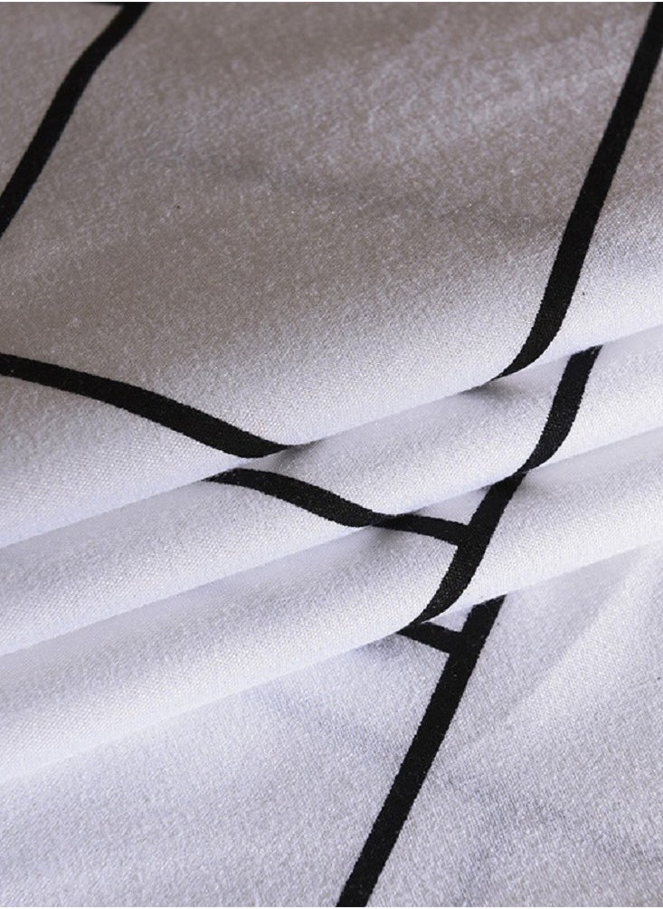 Sharpdo 6-Piece Double Size Printed Design Duvet Cover Set Cotton Black 200x230centimeter  - Image 5