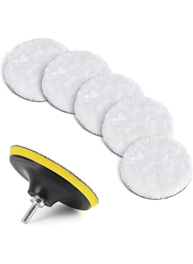 KASTWAVE 7 Pcs 5 Inch Polishing Buffing Wheel For Drill Wool Pads, 125Mm Wheel Polishing Pads Woolen Polishing Waxing Pads Kits With M14 Drill Buffer Adapter - Image 1