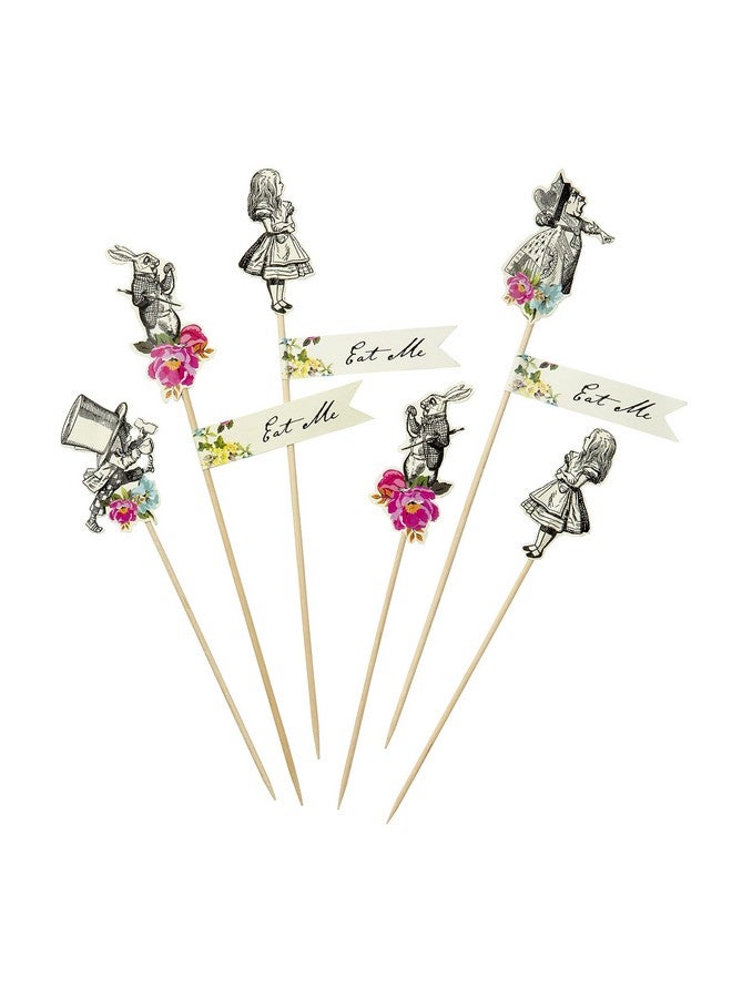 توكينج تيبلز أعواد طعام من Talking Tables بتصميم أليس ماد هاتر لحفلات الشاي وأعياد الميلاد، متعددة الألوان (عبوة من 12 قطعة) - Image 1