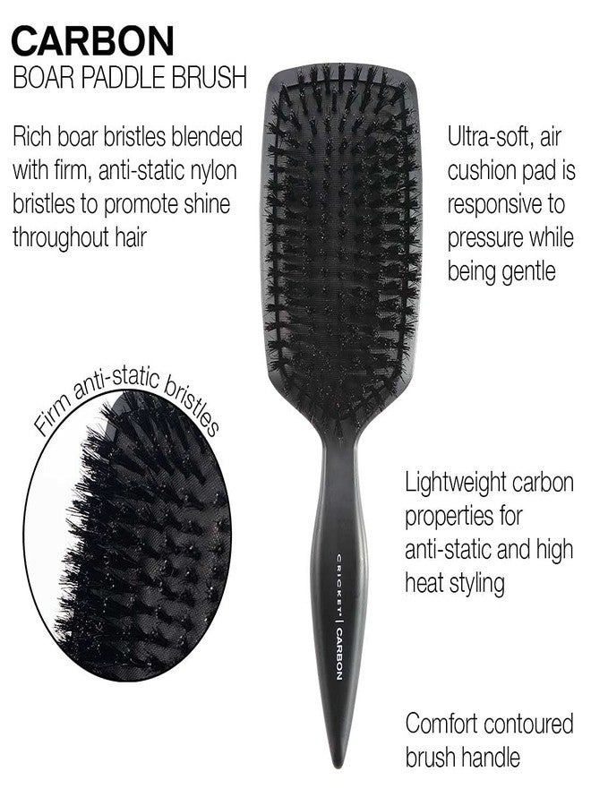Cricket Carbon Boar Bristle Paddle Hair Brush for Blow Drying and Styling, Large Wide Boar Bristle Hair Brush for Women, Men & Stylists - Long Short Thick Thin Curly Straight Wavy All Types - Image 3
