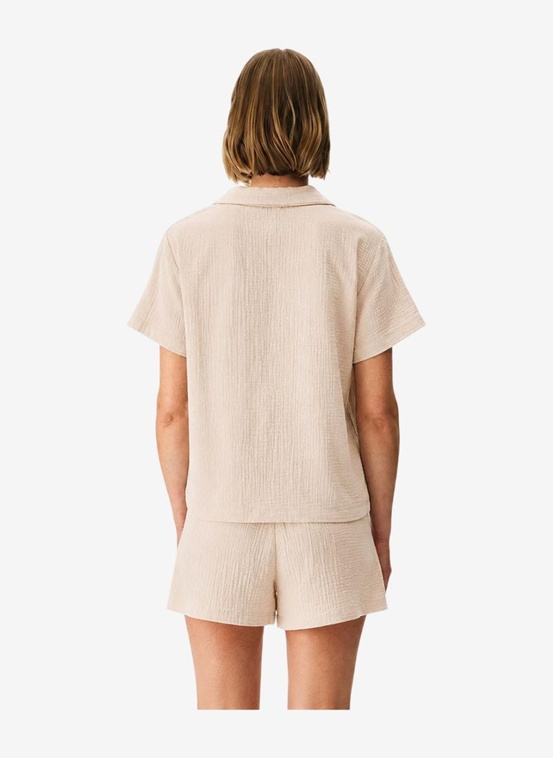 Penti Women's Beige Short Sleeve Cotton Pyjama Set with Shorts - Image 5