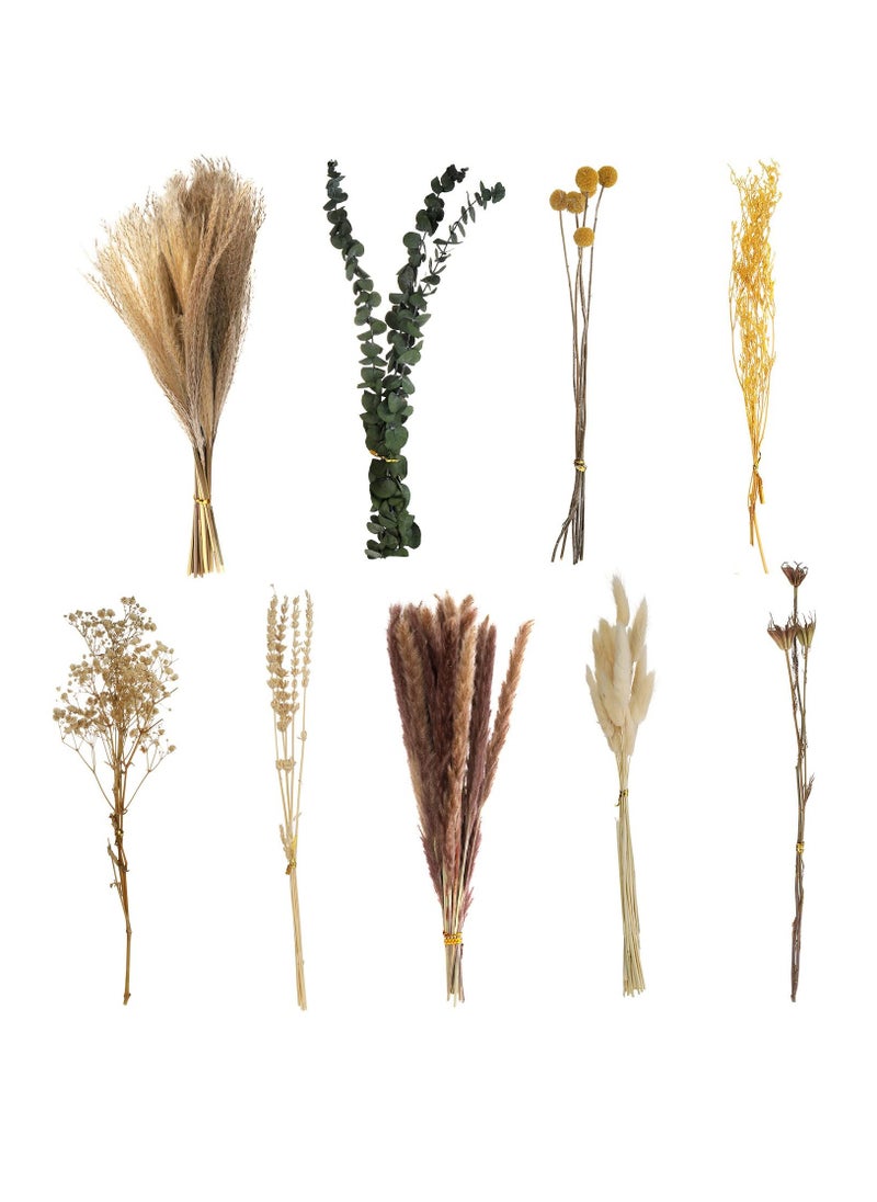 Excefore Dried Flowers Decoration, 91 Pcs Natural Pampas Grass Bouquets Boho Decor, DIY Mix Preserved Flowers Wreath with Bamboo Semicircle Base for Fall Arrangement, Wedding, Farmhouse Party  - Image 2