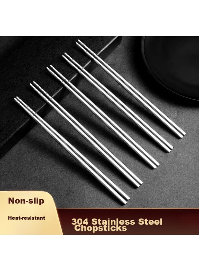 Pinyu Pinyu 304 Stainless Steel Chopsticks, High-quality Household Non-slip Heat-resistant Anti-mold Square Chopsticks Set, Metal Stainless Steel  - Image 1
