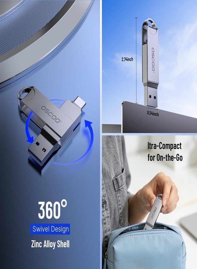 أوسكو محرك أقراص فلاش USB من OSCOO بسعة 128 جيجابايت، مزود بمنفذي USB-A و Type-C من الجيل الأول، وهو محرك أقراص محمول للهواتف الذكية وأجهزة الكمبيوتر المحمولة والأجهزة اللوحية. - Image 4