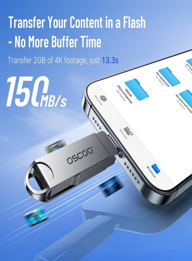 أوسكو محرك أقراص فلاش USB من OSCOO بسعة 128 جيجابايت، مزود بمنفذي USB-A و Type-C من الجيل الأول، وهو محرك أقراص محمول للهواتف الذكية وأجهزة الكمبيوتر المحمولة والأجهزة اللوحية. - Image 3