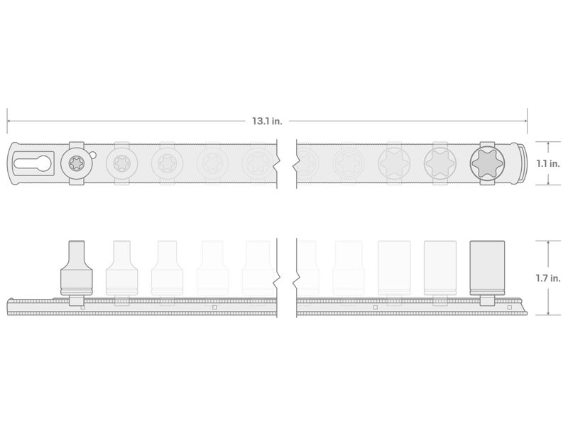 TEKTON 3/8 Inch Drive External Star Socket Set with Rail, 12-Piece (E4-E20) | SHD91117 - Image 5