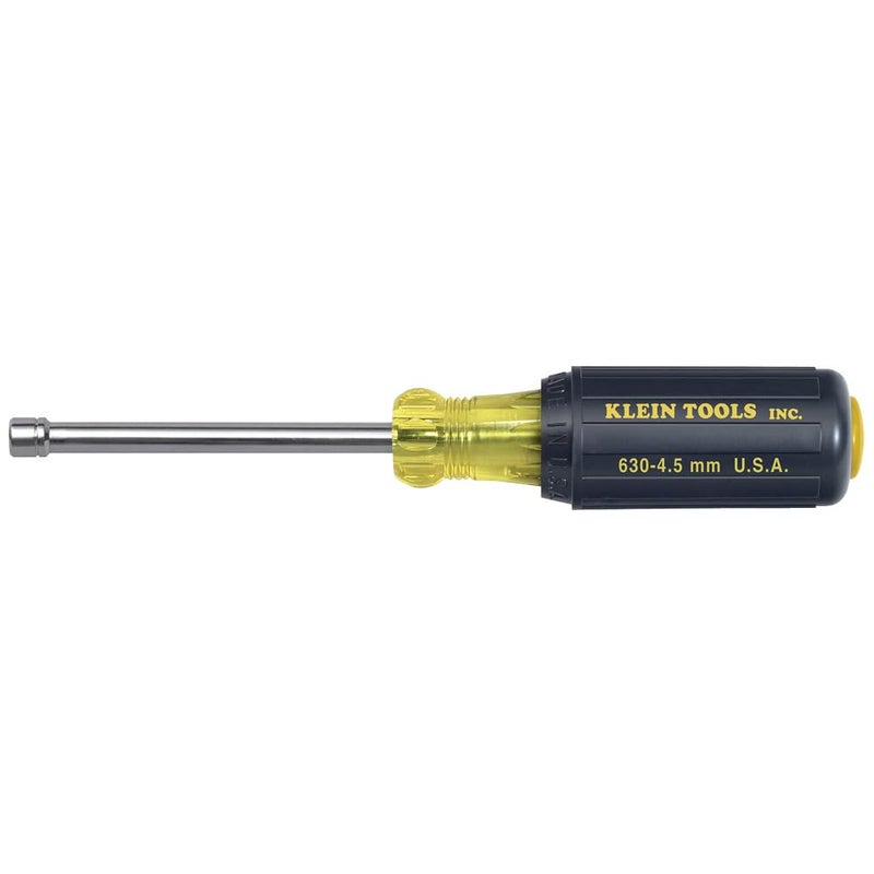 Klein Tools 63045MM 45 mm Nut Driver with 3Inch Hollow Shaft and Cushion Grip Handle Made in USA