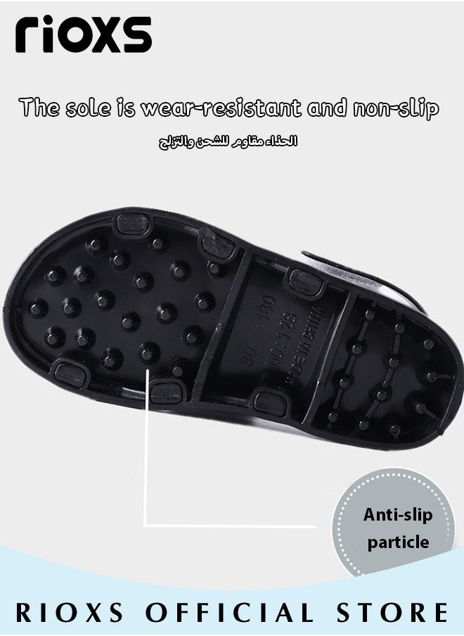 RIOXS Kids Boys Double Buckle Sandals,Open Toe Water Sandals,Adjustable Back Strap Sandal,Lightweight Flat Sandals For Little Big Kid Boys,Hook Loop Sandal,Anti-slip Flat Sandals For Boys  - Image 4