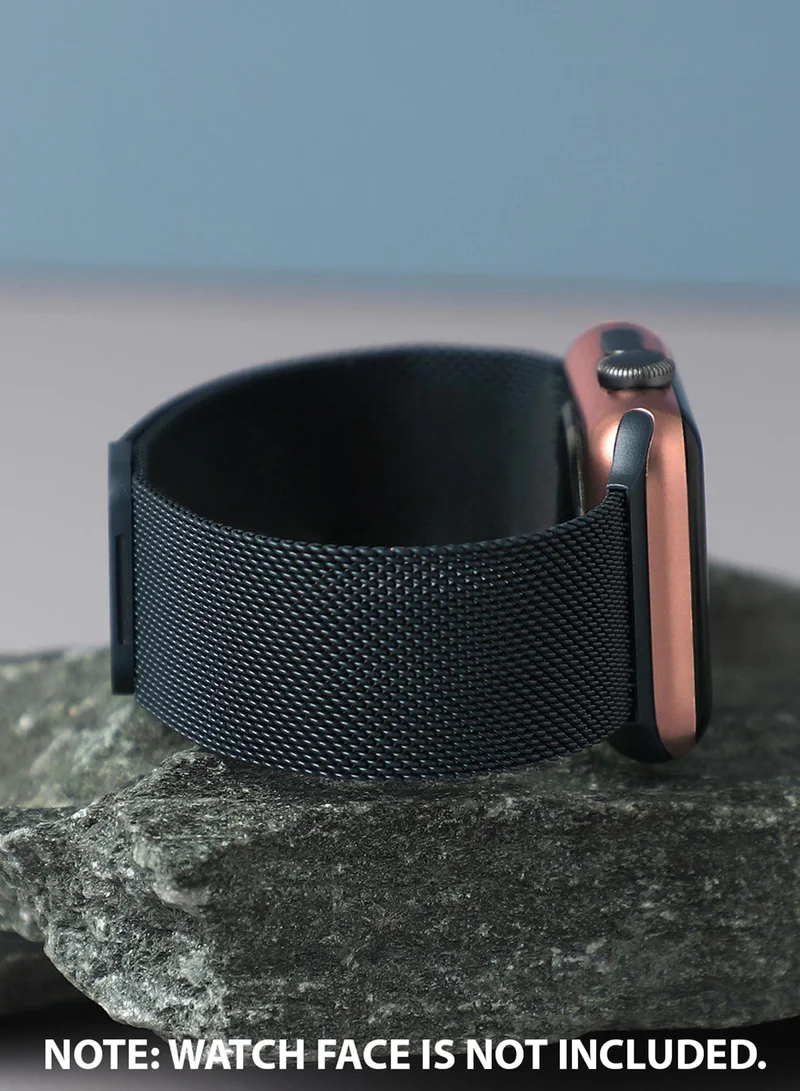 صوص هاوت سوار ساعة أبل من سبيكة معدنية كاجوال بالتصميم سادة مع سوار شبكي | 42mm/44mm/45mm