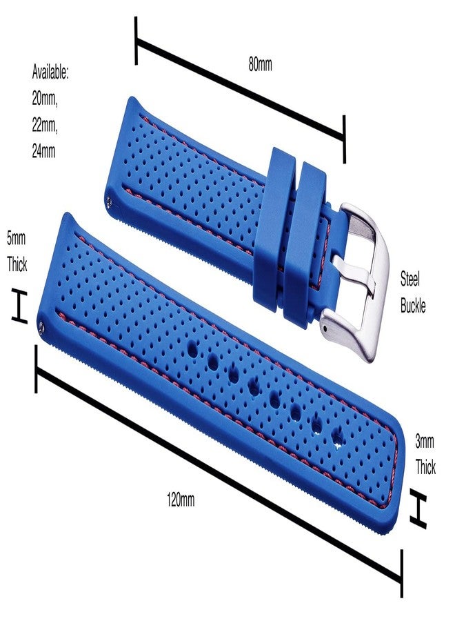 ALPINE INTERNATIONAL ALPINE Sporty Premium Soft Silicone 20mm Watch Band - Replacement Rubber Watch Bands for Women & Men - Waterproof Quick Release Watch Straps - Compatible with Regular & Smart Watch Bands(Red) - Image 2