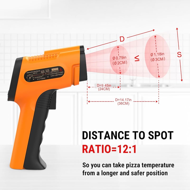 ThermoPro مسدس مقياس الحرارة بالأشعة تحت الحمراء TP30، مقياس حرارة ليزر للطهي، فرن بيتزا، صينية، محرك، HVAC، مسدس حرارة ليزر مع قابلية ضبط الانبعاثية والقياس الأقصى -58°F ~1022°F (غير مخصص للبشر) - Image 4