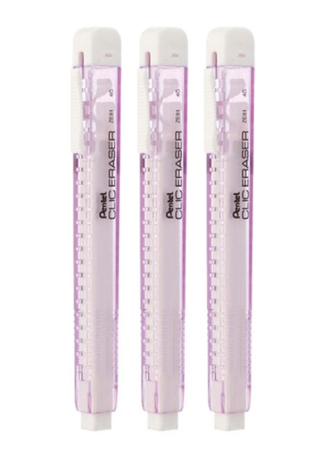 3-Piece Retractable Clic Eraser