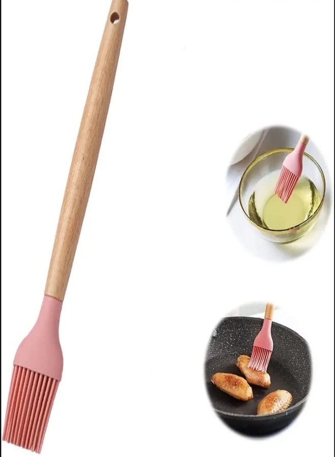 ZOOV Brush Kitchen Utensil Silicone Cooking Utensils Wood Handle, Multicolor, 1Pc - Image 1