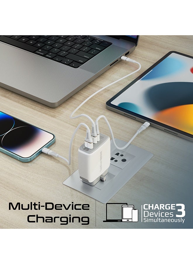 REBENUO 120W Super-speed GaNFast Charger With Power Delivery & Quick Charge 3.0 White - Image 4