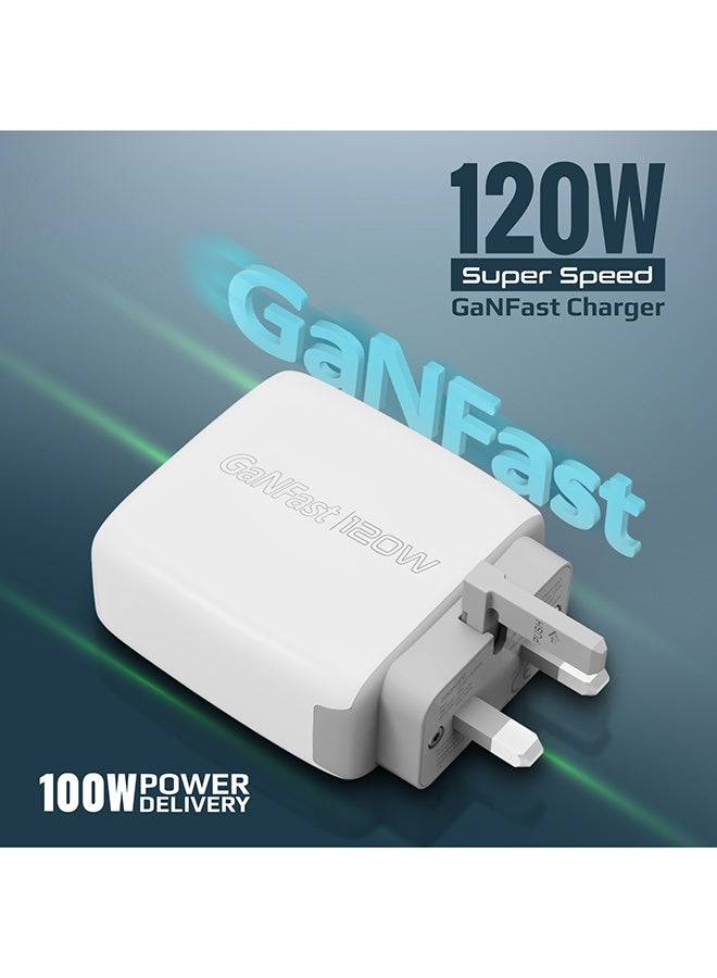 REBENUO 120W Super-speed GaNFast Charger With Power Delivery & Quick Charge 3.0 White - Image 2