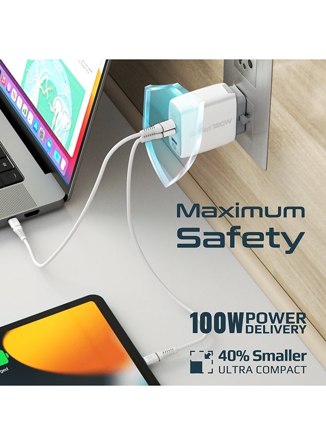 REBENUO 120W Super-speed GaNFast Charger With Power Delivery & Quick Charge 3.0 White - Image 5