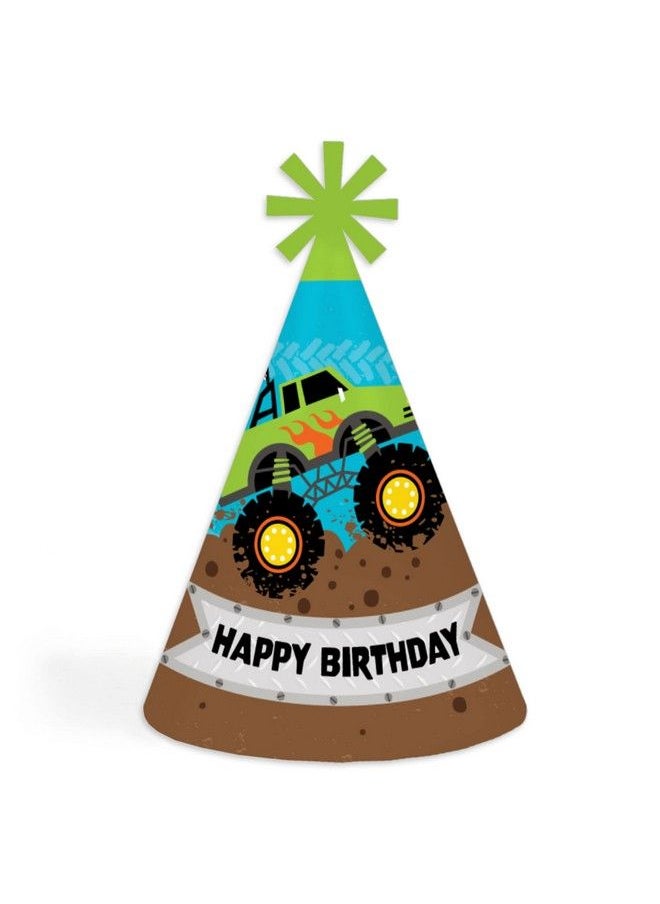 Big Dot of Happiness Smash And Crash Monster Truck Cone Happy Birthday Party Hats For Kids And Adults Set Of 8 (Standard Size)  - Image 2