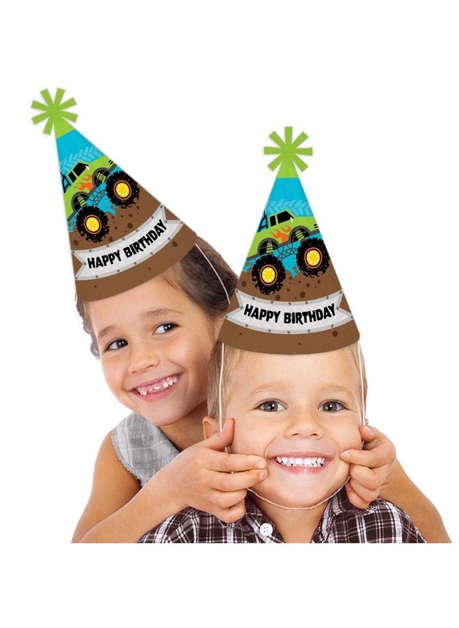 Big Dot of Happiness Smash And Crash Monster Truck Cone Happy Birthday Party Hats For Kids And Adults Set Of 8 (Standard Size)  - Image 3