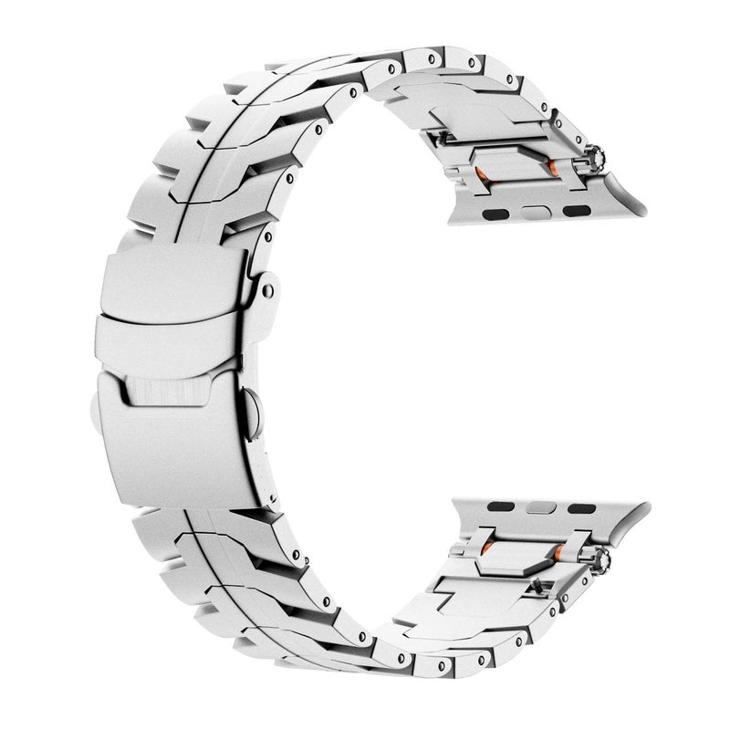 إيروريكس لساعة Apple Watch 42 مم / 41 مم / 40 مم / 38 مم حزام ساعة معدني من الفولاذ المقاوم للصدأ بمشبك أمان (فضي) - Image 2