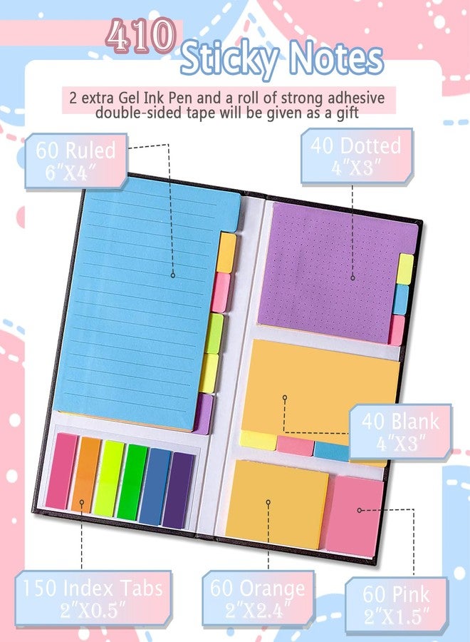 JIURUN Sticky Notes Set Tabs, 410 Pack, Divider Sticky Notes Office Supplies, Planner Sticky Notes, Sticky Note Dividers Tabs Back to School Supplies - Image 2
