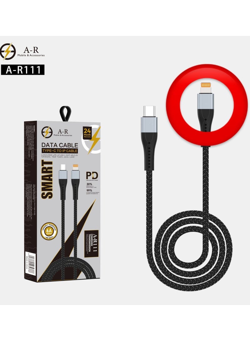 إيه آر كابل شحن وبيانات A-R111   من النوع C إلى Lightning - أسود