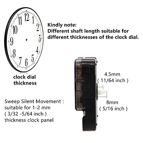TIKROUND Youngtown 12888 Snap in Type 4.5mm Hour Shaft Length Continuous Sweep Non Threaded Quartz Clock Movement 8mm Total Shaft Length (A Hands). - Image 2