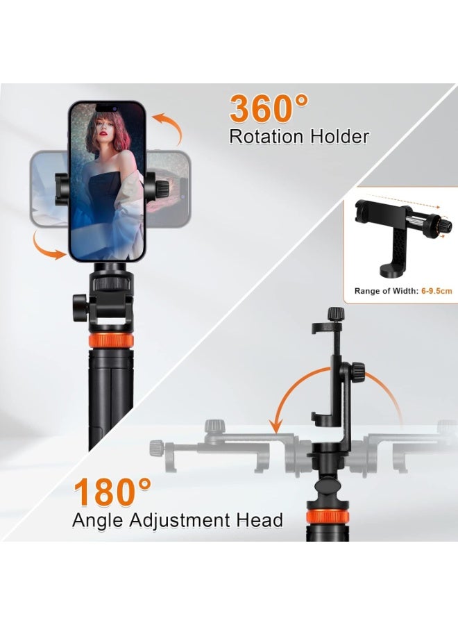 62 inch Phone Tripod Selfie Stick With Remote, Selfie Tripod for Travel, Portable Mobile Phone Stand for Video Recording, Compatible with iPhone Android Phone, Camera  - Image 5