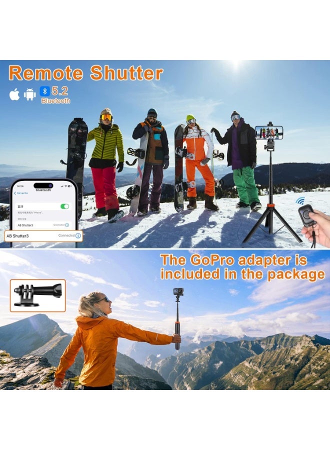 M.A&F's 62" Phone Tripod, Tripod for iPhone & Selfie Stick Tripod with Remote, Extendable Phone Tripod Stand & Travel Tripod, Solidest Cell Phone Tripod Compatible with iPhone/Android - Image 5